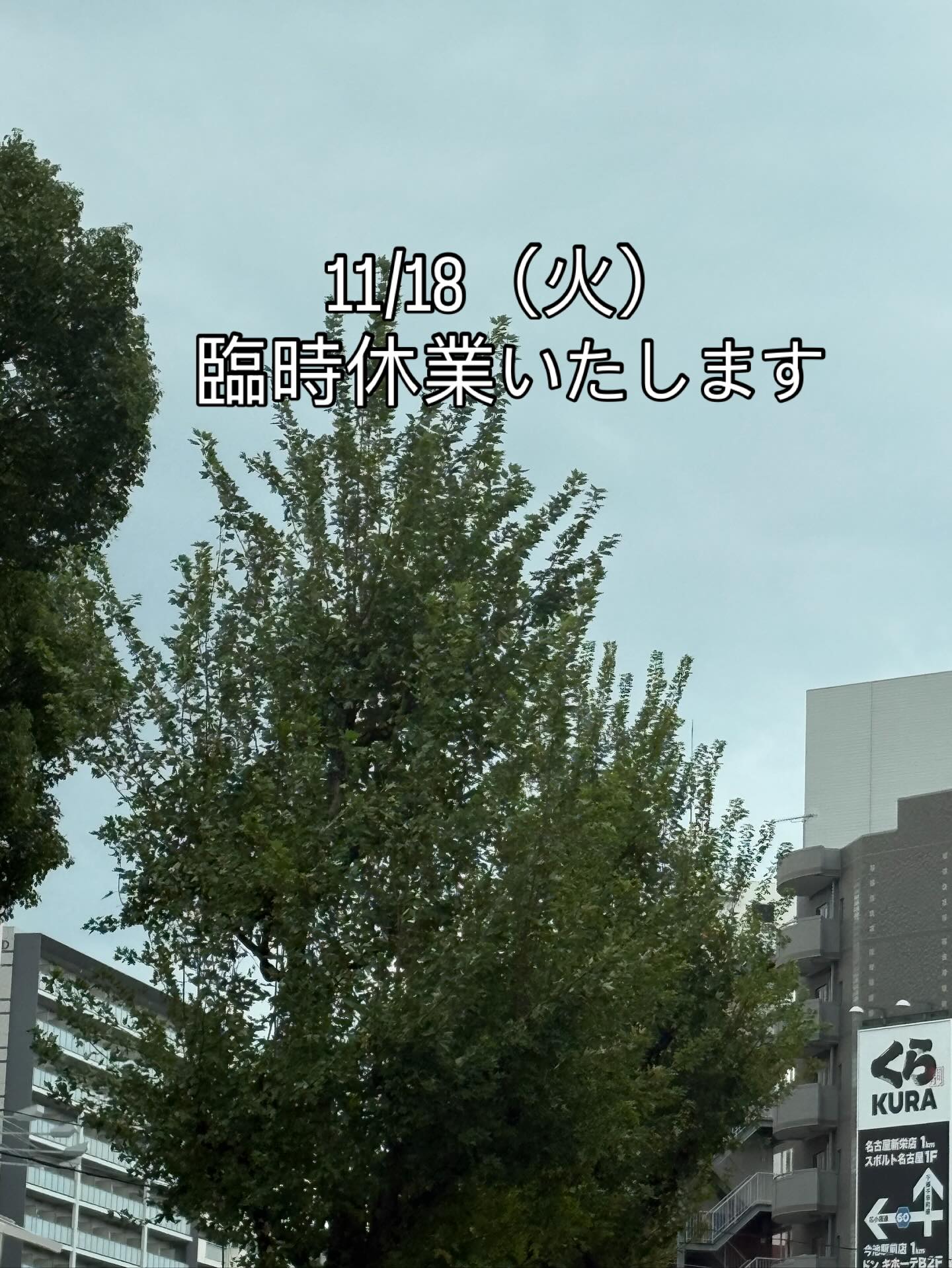 おはようございます。
ご連絡が遅くなりまして申し訳ありません。
本日、臨時休業とさせていただきます。

次回11/25（火）営業いたします！